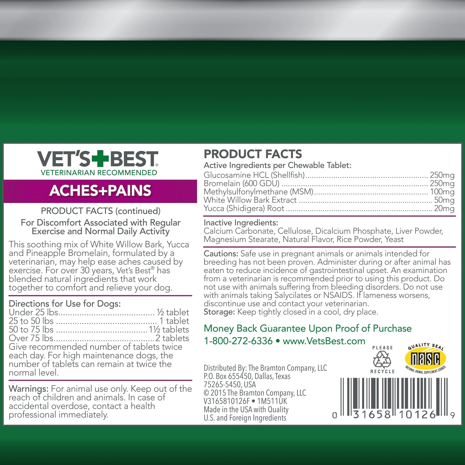 Vet's Best Aches + Pains Chewable Tablets for Happy, Healthy Joints in Dogs - 50 Count